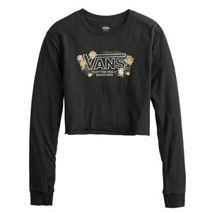 Junior' Vans Chasin Blkoms Long Sleeve  Cropped Top size X-Large
